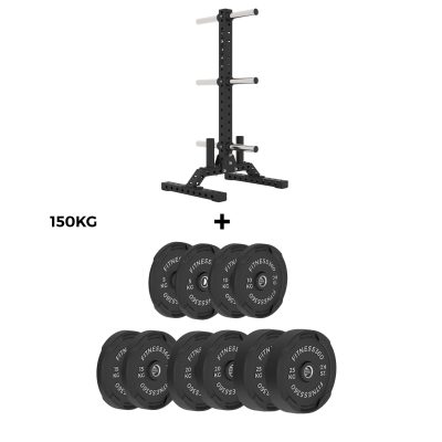 150 kg Bumper Plates Pakke inkl. Vægtskiveholder